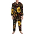 thumbnail image 3 of Lsque Fall Sunflowers Leaves Pattern Long Sleeve Pajama Set for Men - Soft 2-Piece Sleepwear and Loungewear Set with Pockets, Comfy Nightwear-Medium, 3 of 7