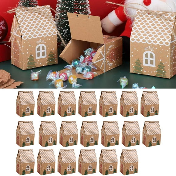 TopLLC Pack de 20 Boîtes-Cadeaux de Noël, Boîtes-Cadeaux pour les Fêtes de Noël, Sacs-Cadeaux, Biscuits, Gâteaux, Bonbons, Chocolat Enveloppé dans du Papier de Noël, Décorations de Noël sur le Dégagement