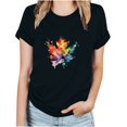 thumbnail image 1 of FAIWAD Women Canada Day T-Shirts Rolled Short Sleeve Graphic Print Tee Shirt Basic Going Out Workout Pullover Tops, 1 of 3
