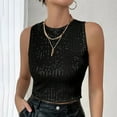 thumbnail image 2 of Women's Camisole Tank Tops Solid Sparkly Sequin Crewneck Vest Cute Cami Undershirt, 2 of 7