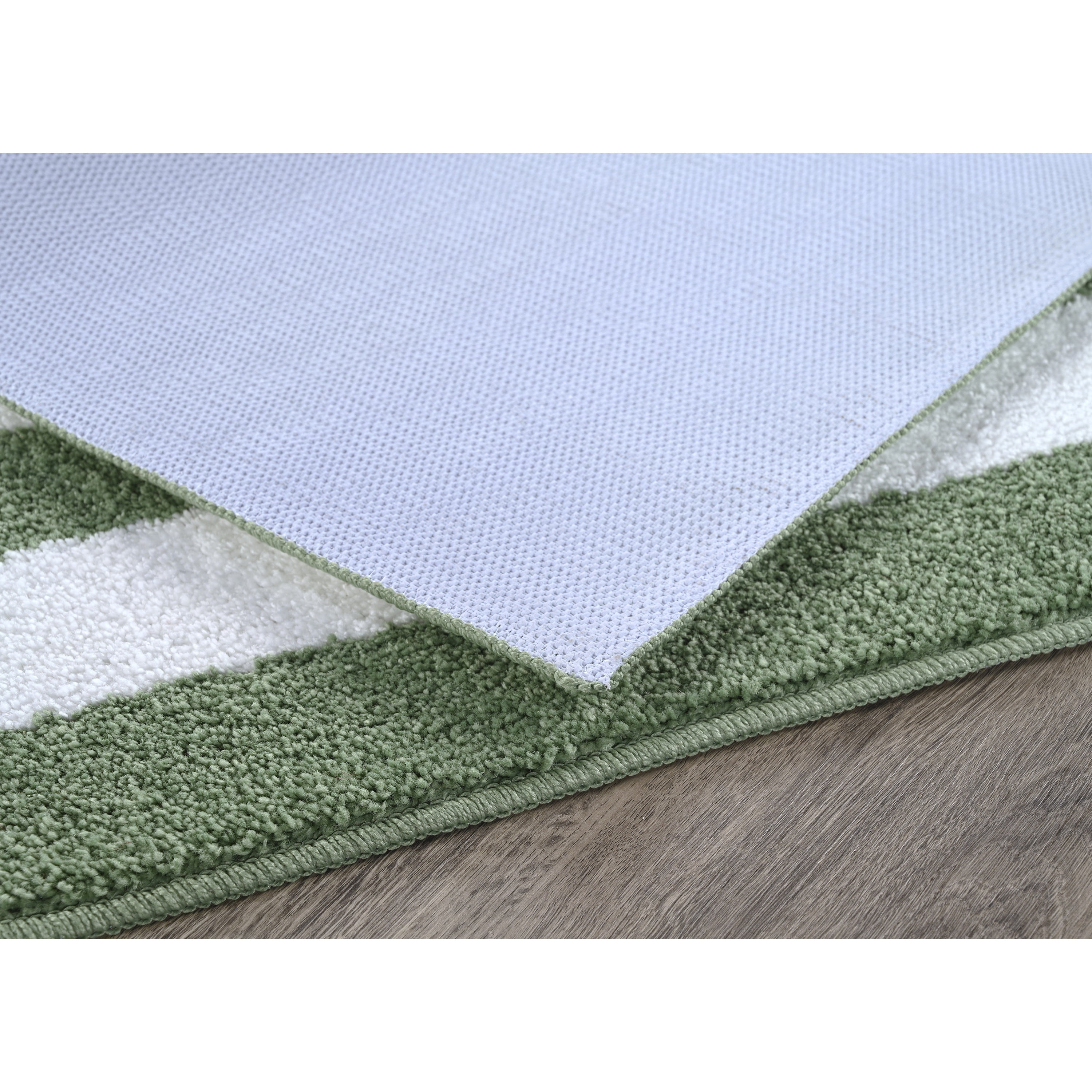 Garland Rug Beach Stripe Washable Deep Fern/White Bathroom Rug, 21" x 34"