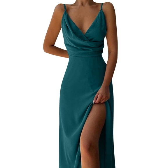 Atogsazn Cocktail Dresses for Women Sleeveless Solid V-Neck Party Dresses Wedding Guest Dresses for Women Sky Blue L