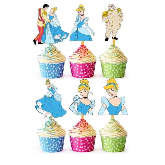 24x Fairytale Princess Cupcake Toppers – Strong Picks Happy Birthday Décor, Cupcake Decorations for Kids Birthdays