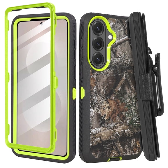 Compatible For Samsung Galaxy S26 FE Case by Thousand Gear– Heavy Duty Rugged Protective Cover with Belt Clip Holster & Built-in Screen Protector – Camo Yellow