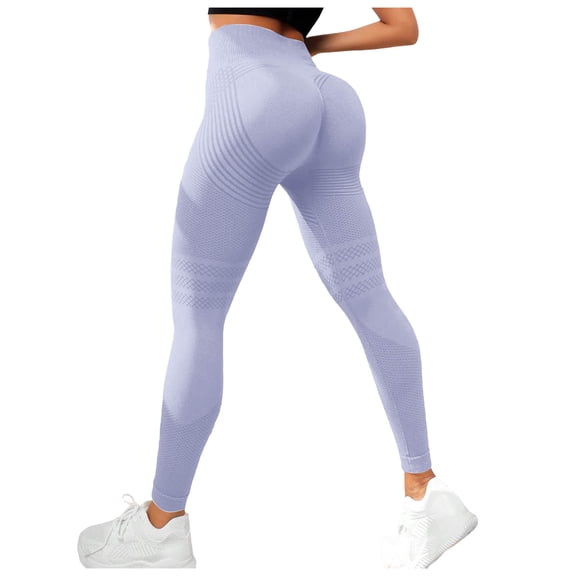 larppty Seamless Workout Leggings for Women Butt Lifting Hidden Scrunch Leggings High Waisted Gym Yoga Impact Pants（Light Purple，XXL）