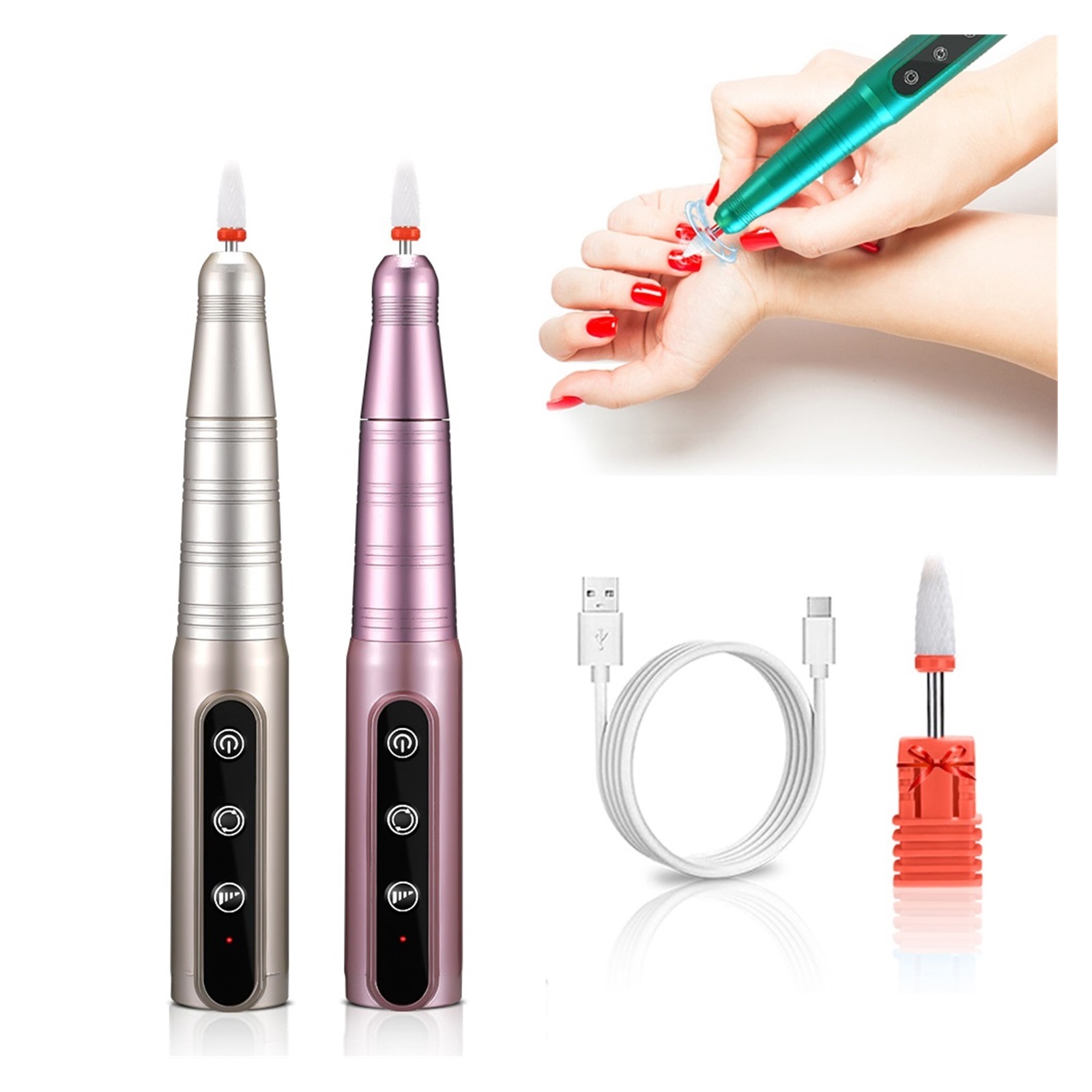 Nail Drill 35000 RPM Professional Nail Drill Machine, Electric Nail Polishing Set, Manicure Pedicure Salon Nail Tools ,Low Noise