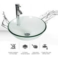 thumbnail image 3 of Eclife 16.5" Bathroom Vessel Sink Single Clear Round Tempered Glass Basin Countertop Bowl Sink with Chrome Faucet, 3 of 7