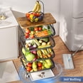thumbnail image 7 of Fruit Basket Kitchen Pantry Organizers and Storage - Wooden Top Table, Stackable Metal Wire Basket Stand Cart for Fruit Vegetable Snacks Onion Potato Organization, Black, 7 of 7