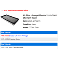 thumbnail image 2 of Air Filter - Compatible with 1995 - 2005 Chevy Blazer 1996 1997 1998 1999 2000 2001 2002 2003 2004, 2 of 2