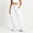 01-White, variant on Womens Wide Leg Pants Stretchy False Jeans Elastic Waist Drawstring Casual Loose Denim-like Pants with Pockets
