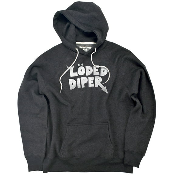 Diary Of A Wimpy Kid Loded Diper Distressed Logo Unisex Adult Slim Fit Pull-Over Heather Hoodie, Charcoal, Small