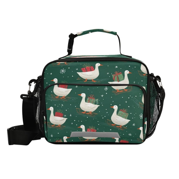 Insulated Lunch Bag 6L Leak-Proof Lunch Box with Shoulder Strap Multiple Pockets Lunch Tote White Goose Carrying Christmas Gift