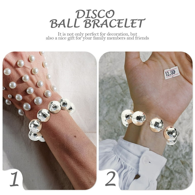6Pcs Mirror Disco Ball Bracelets Women Decorative Bracelets Wrist Decors