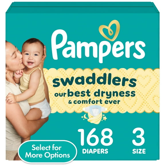 Pampers Swaddlers Baby Diapers Size 3, 168 Count (Select for More Options)
