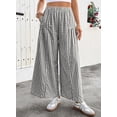 thumbnail image 5 of SHEWIN Women's Wide Leg Palazzo Pants Casual Elastic High Waisted Cotton Gingham Plaid Culottes Trousers with Pockets, 5 of 8