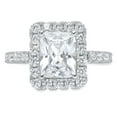 thumbnail image 5 of 3.4 ct Emerald Cut Real Genuine Natural Diamond SI1-SI2 I-J 14K White Gold Halo Promise Wedding Statement Engagement Designer Ring W/ Crystal side stones size 6.5, 5 of 7