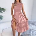 thumbnail image 7 of Women's 2026 Casual Loose Plain Maxi Sundress Smocked Elastic Waist Tank Dress Sleeveless Summer Beach Tiered Long Dresses, 7 of 7