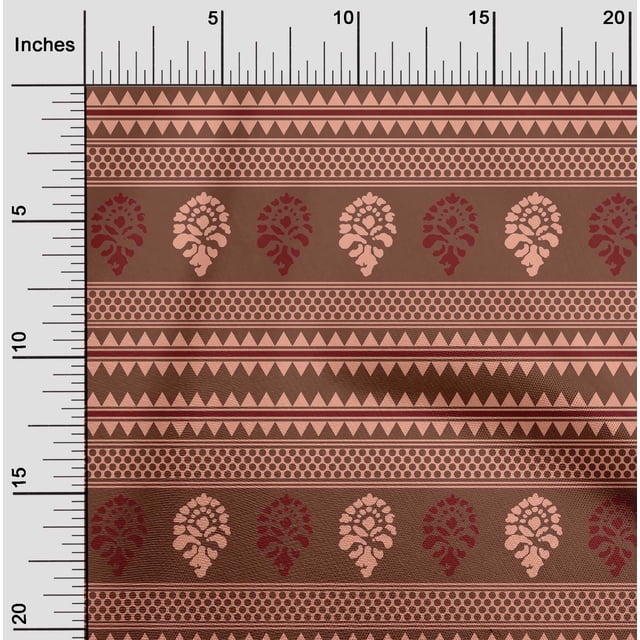 oneOone Polyester Lycra Peach Fabric Ethnic Block Sewing Craft Projects Fabric Prints By Yard 56 Inch Wide