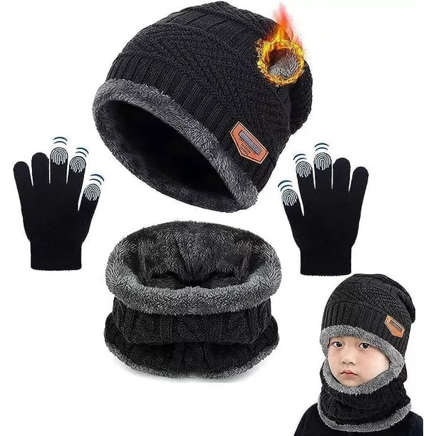 Gorro De Invierno Para Niños Bufanda Y Guantes De Tacto 3en1
