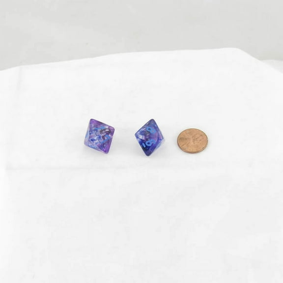 Nocturnal Nebula Luminary Dice with Blue Numbers 16mm (5/8in) D8 Set of 2 Wondertrail