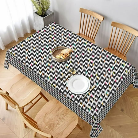 

Table Cloth Rectangle Table Black And White Houndstooth Tablecloth 60 x 90 Inch Wrinkle Resistant Decorative Fabric Table Cover for Dining Party Indoor Outdoor