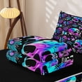 thumbnail image 6 of Homewish Happy Halloween Zipper Twin Comforter Sets with Fitted Sheet and 2 Pillowcases,Multicolor Gradient Skull Zipper Bedding Set,Green Purple,Black Reversible,4pcs, 6 of 8