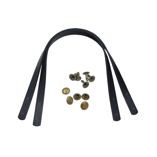 2 Unids 60cm PU Bolso de cuero Asas Bolsa de mano Correa de repuesto Bolsa Cinturón con remaches Accesorios para mujeres Damas Bolsa de bricolaje (Negro)