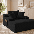 thumbnail image 3 of 67" Corduroy Boneless Chaise Sofa Couch for Living Room, Wide Armrest Lounge Chair, Indoor Oversized Sleeper Sofa Bed, No Assembly Required, Black, 3 of 9