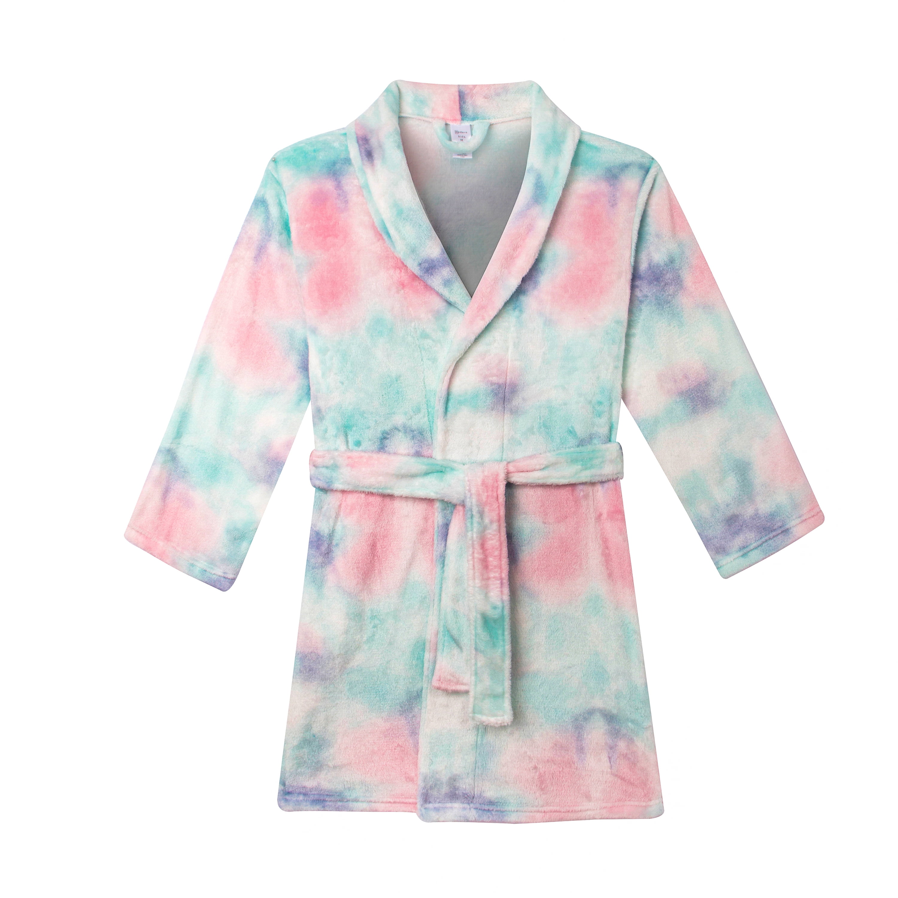 Modern Kids Bathrobes For Girls Ultra Soft Fleece Girls Robe Tie Dye