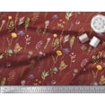 thumbnail image 2 of Soimoi Red Heavy Canvas Fabric Wildflower & Leaves Print Fabric by The Yard 58 Inch Wide, 2 of 3