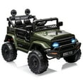 thumbnail image 1 of 12V Kids Electric Ride On Truck with Remote Control, 3 Speed Spring Suspension LED Lights Music, 4 Wheel Battery Powered Car for Toddlers Ages 3-8, Pink/White/Black/Army Green/Red/Khaki, 1 of 7