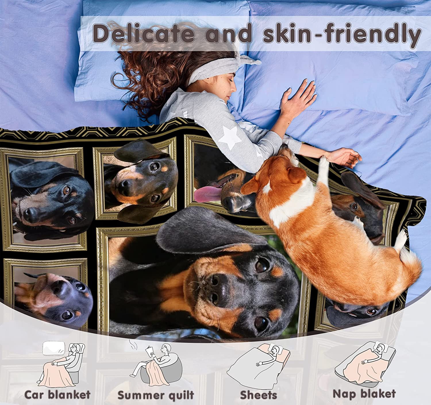 Dachshund Blanket for Women Men, Dachshund Gifts for Dachshund Dog Lover, Super Soft Fuzzy Dog Throw Blanket Dachshunds Decor Plush Gift for Birthday Christmas 60x80 inch