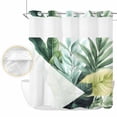 thumbnail image 2 of Tropical Plants No Hook Shower Curtain Waterproof, Bathroom Curtains with Snap in Liners and See Through Top Window, Country Summer Green Palm Leaves Hotel Style Bathtub Curtains Shower 66"Wx72"L, 2 of 8