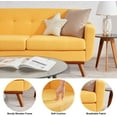thumbnail image 5 of Tbfit 67" W Loveseat Sofa, Mid Century Modern Decor Love Seat Couches for Living Room, Button Tufted Upholstered Small Couch for Bedroom, Solid and Easy to Install Love Seats Furniture, Honey Yellow, 5 of 6