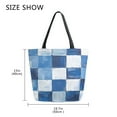 thumbnail image 5 of FORMRS Womens Canvas Tote Bag with Zipper Inner Pocket Shoulder Handbag, Blue and Gray Plaid Pattern, 5 of 7