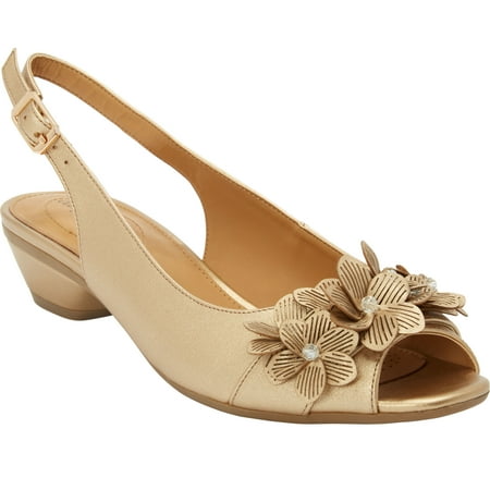 

Comfortview Women s Wide Width The Rider Slingback Shoes With Peep-Toe Low Heel