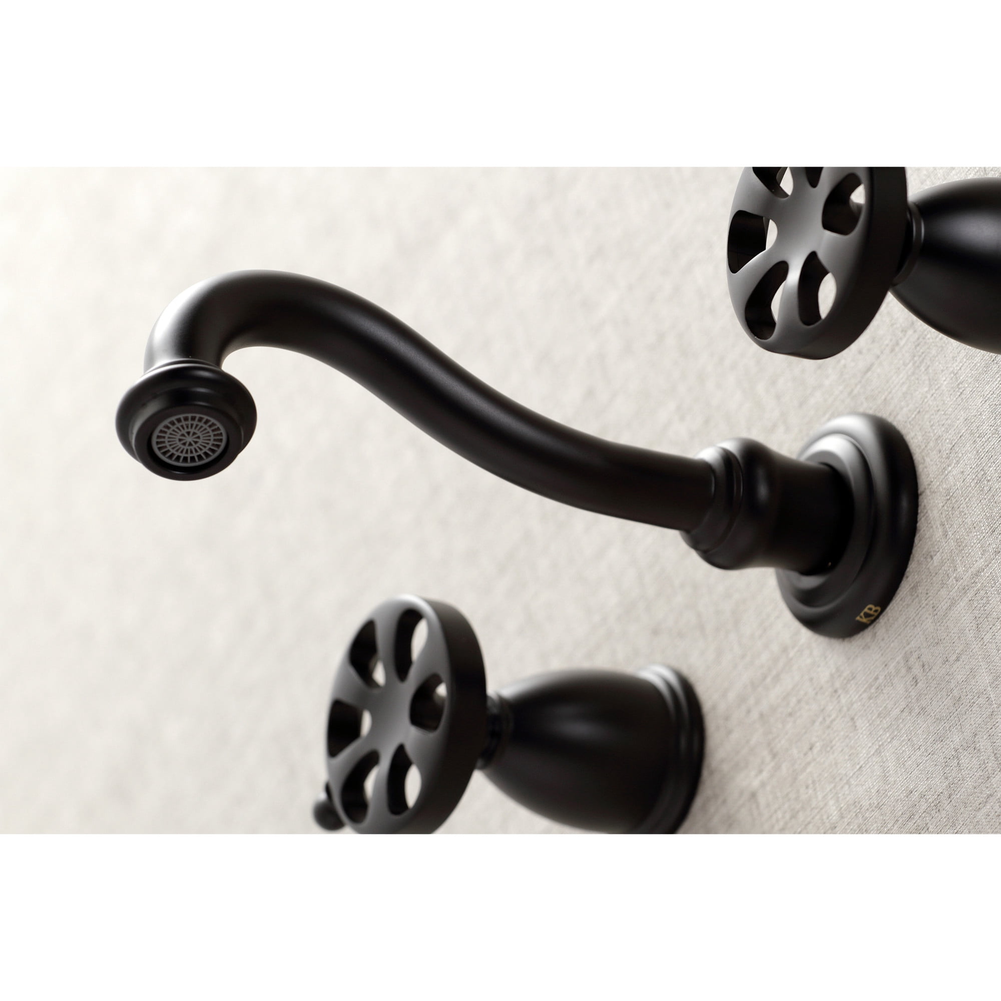 Kingston Brass KS3120RX Belknap Double-Handle Wall Mount Bathroom Faucet, Matte Black