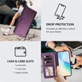 thumbnail image 6 of For Samsung Galaxy S23 5G 6.1-inch Wallet Case Multi-Card Slots Zipper Wallet Leather Phone Case,Dark Purple,For Galaxy S23 (5G), 6 of 10