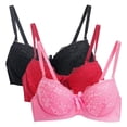 thumbnail image 4 of Sakmal Bralettes for Women Minimizer Plus Size Lace 3-Pack Lightly Lined Pink Bras for Women L, 4 of 4