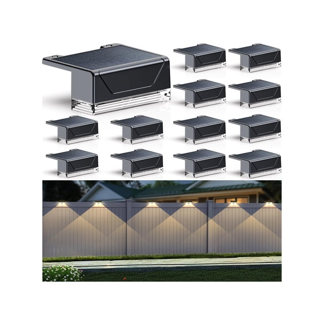 Luces solares para cerca LIANGLOME, 3 modos, IP65, impermeables, paquete de 12