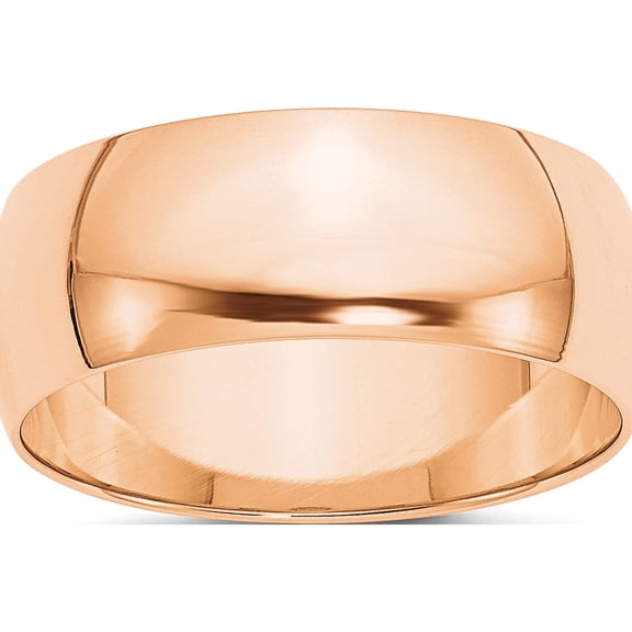 10K Rose Gold 8mm Ltw Half Round Band Size 13 Made In United States 1rhrl080-13