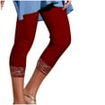 thumbnail image 4 of QATAINLAV Womens Floral Lace Stitching Capri Leggings Elastic High Waisted Stretch Soft Cropped Yoga Pants Solid Slim Legging Capris Wine L Camisas Para Hombres, 4 of 8