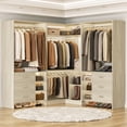 thumbnail image 2 of Homieasy 61'' - 92.6'' W Closet System with Wooden Drawers and Hanging Rods, White Oak, 2 of 9
