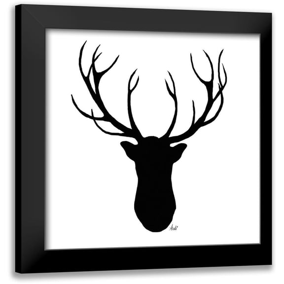 Metz, Andi 12x12 Black Modern Framed Museum Art Print Titled - Deer Head Silhouette