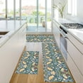 thumbnail image 4 of Boho Vintage Floral Kitchen Rugs Sets of 3,Non Slip Rubber Kitchen Mats for Floor Flower Bird Pattern Washable Kitchen Area Rugs Floor Carpet Runners for Hallway Laundry Room,Blue, 4 of 6