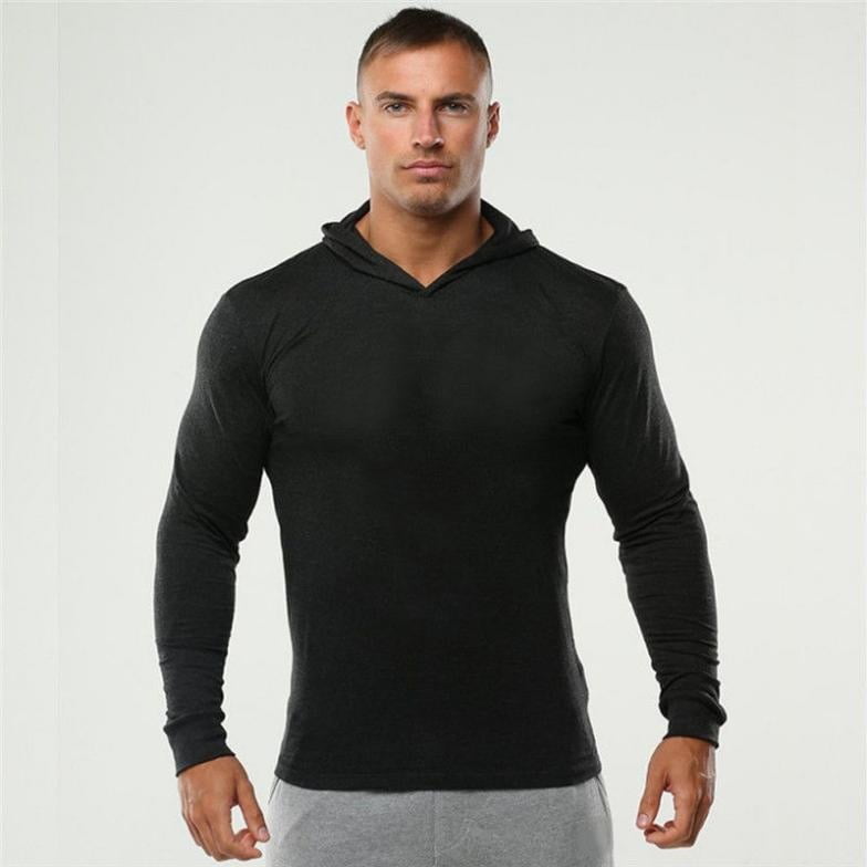 Men Muscle Basic Fit Hoodies Pullover Gym Long Sleeve Athletic Light Sweatshirts