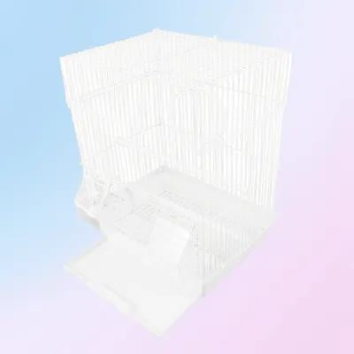 CIMAXIC 1 Set of Bird Cage for Parakeets Metal White for Hiking and Travel