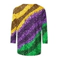 thumbnail image 4 of SOOMLON Mardi Gras Shirts for Women Carnival Tops Tuesday Party 3/4 Sleeve Shirts Funny Color Block Print Outfits Plus Size Crew Neck Tshirts New Orleans Festival Tees 2025 Multicolor XL, 4 of 5