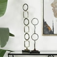 thumbnail image 2 of 28", 19"H Silver Aluminum Metal Stacked Geometric Rings Abstract Sculpture with Black Marble Bases, by DecMode (2 Count), 2 of 11