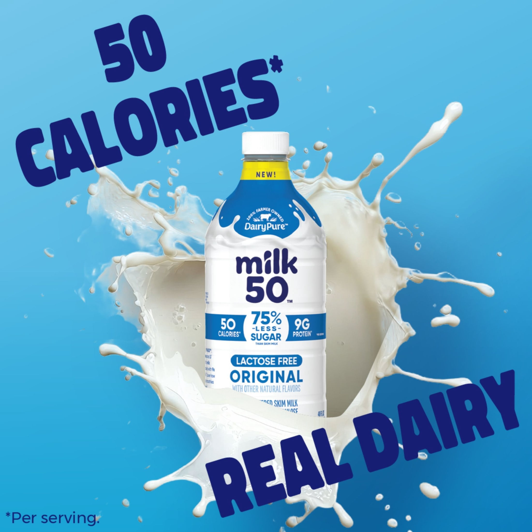 DairyPure Milk50 Original Lactose Free Skim Milk, 48 Fl Oz